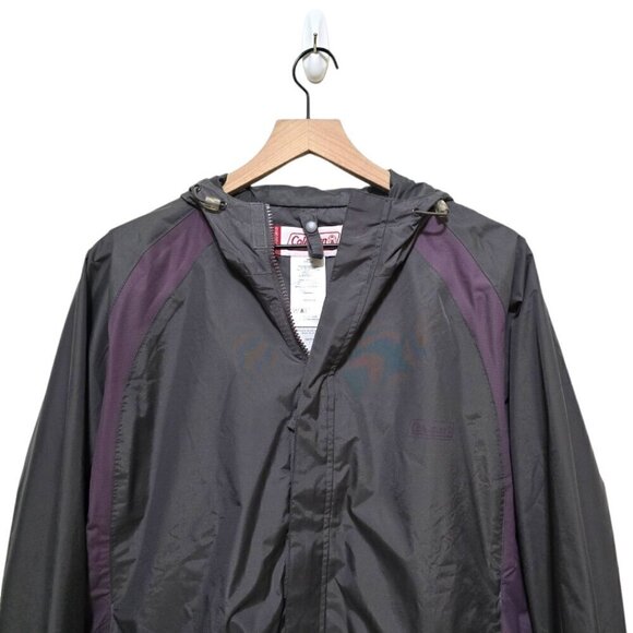 Coleman Purple & Gray Nylon Hooded Windbreaker Rain Jacket Sz S/M - Picture 3 of 13